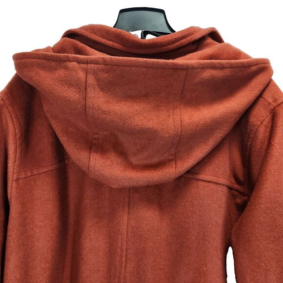 Jessica London Womens Wool Bland Coat Size 30 Orange Hooded Office Academia Fall - Picture 4 of 10